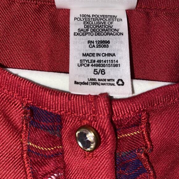 DISNEY Sz 5-6 Nightgown Minnie Mickey Mouse Christmas Plaid Tartan Embroidered - Picture 5 of 6